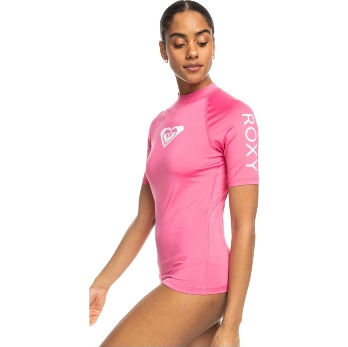 2024 Roxy Womens Wholehearted Short Sleeve Rash Vest ERJWR03548 - Shocking Pink